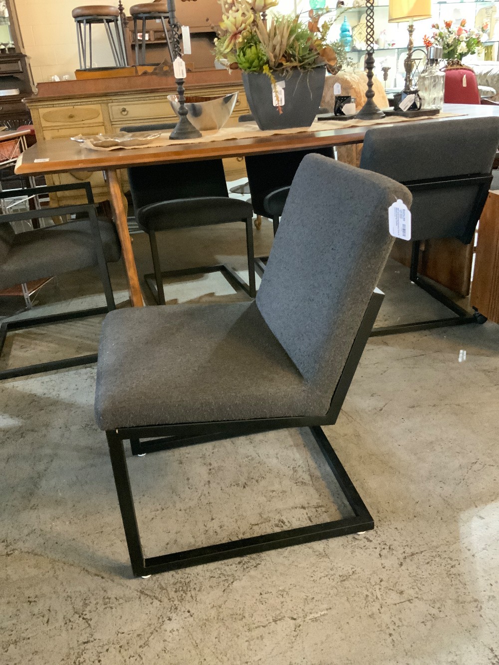 SET of 6 Contemporary Grey & Black Dining Chairs