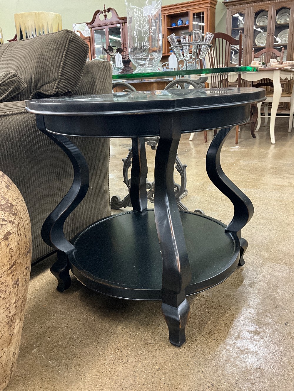 Black Glass Top End Table
