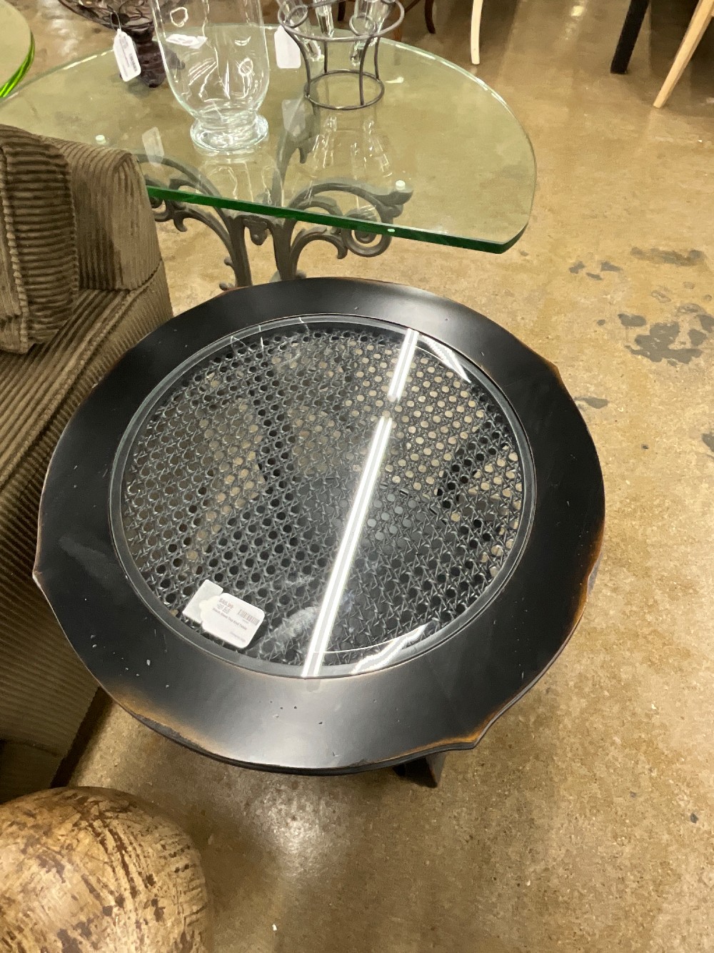 Black Glass Top End Table