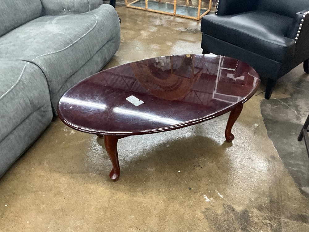 Cherry Wood Oval Coffee Table