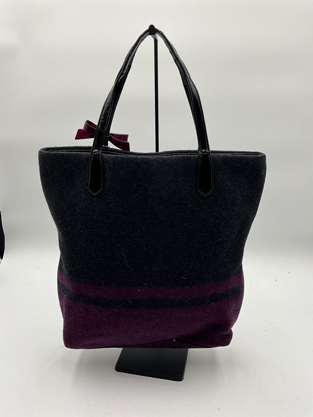 Black & Purple Leather Tote
