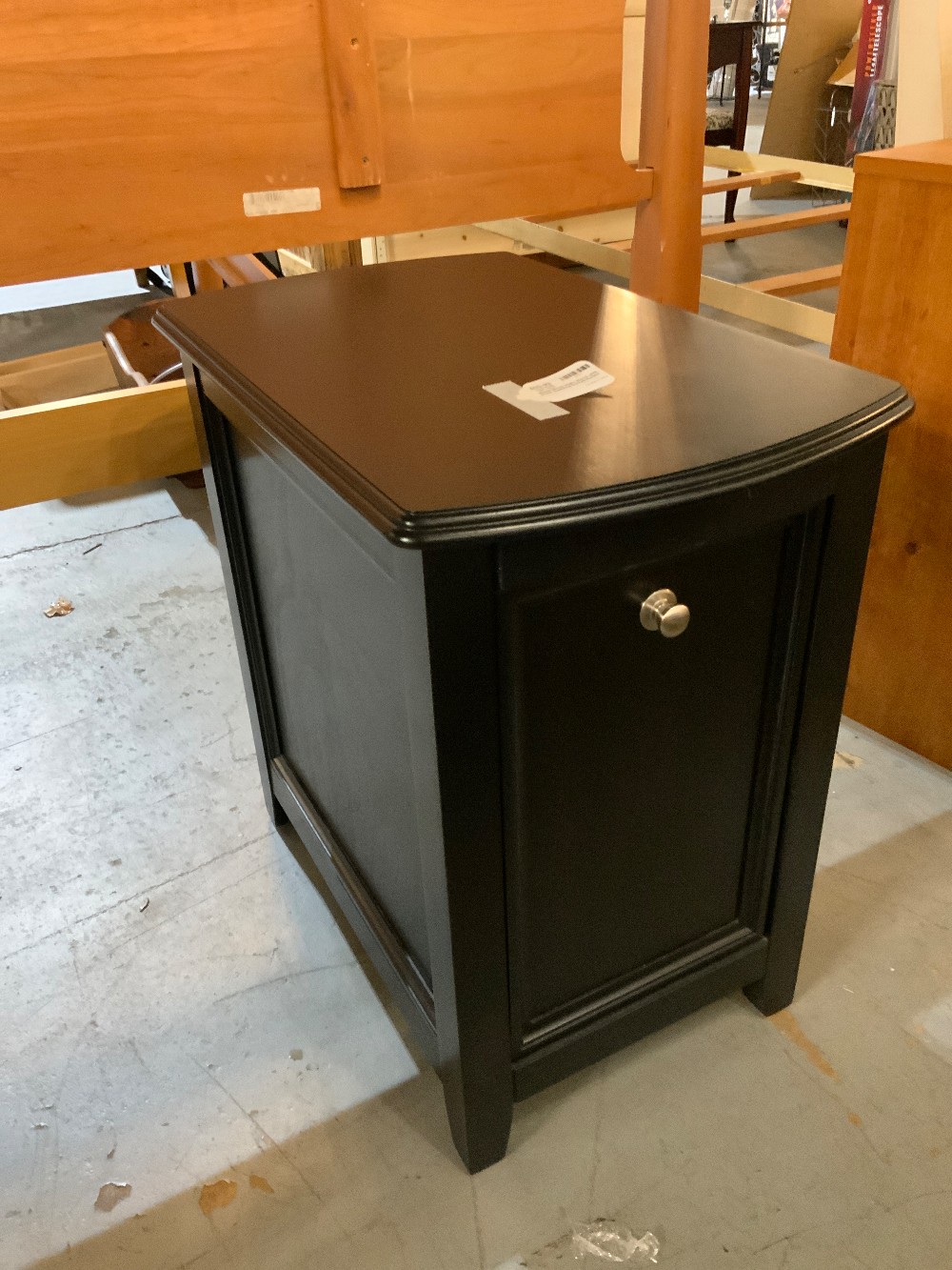 Black Wood Night Stand with Front Opening Compartment