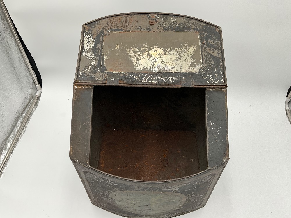 Vtg, Metal Storage Box W/ Attached Lid