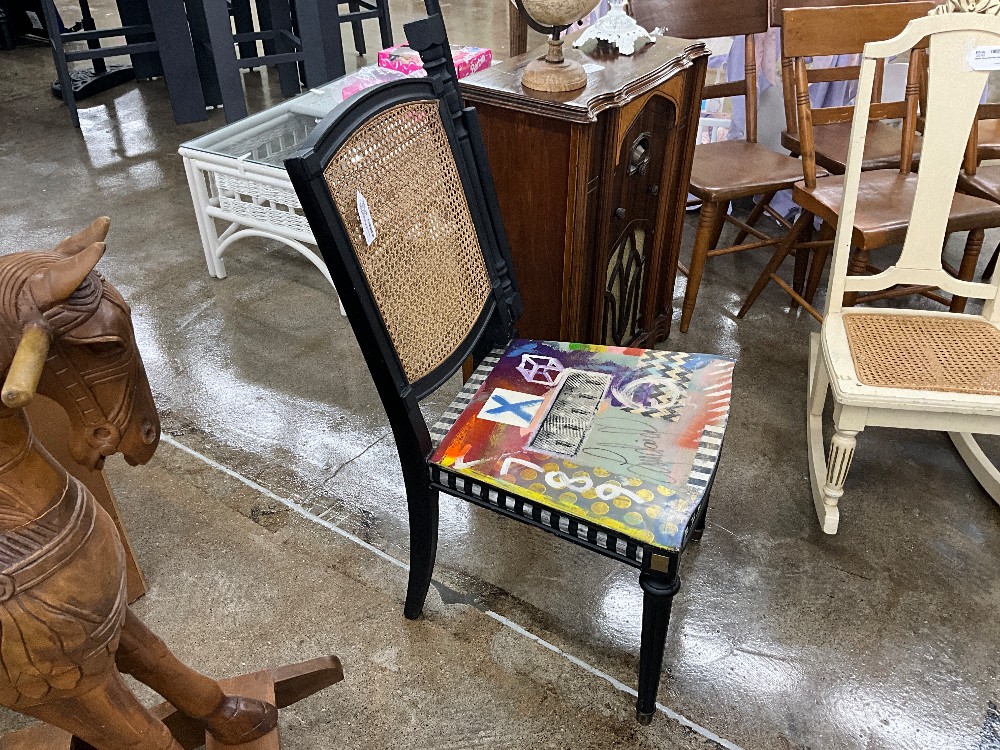 John Landsiedel Decorative Painted Chair Signed w/Certification