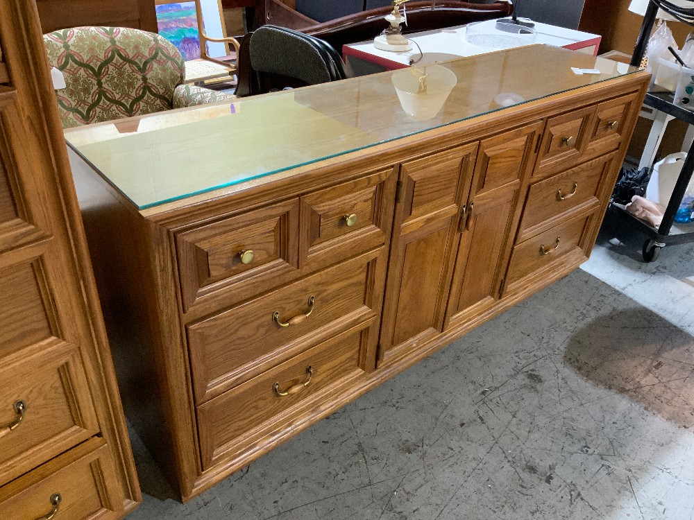 Dresser with Glass Top and Mirror