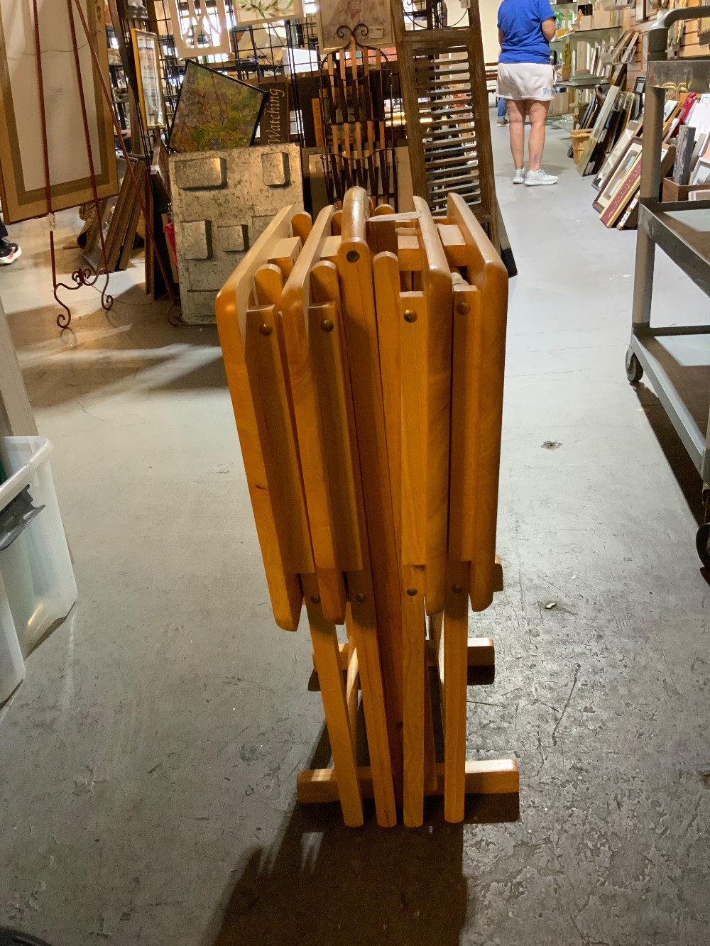 Light Wood TV Trays with Stand
