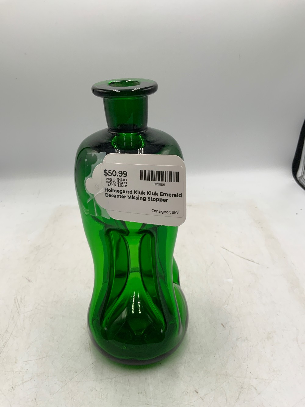 Holmegarrd Kluk Kluk Emerald Decanter Missing Stopper