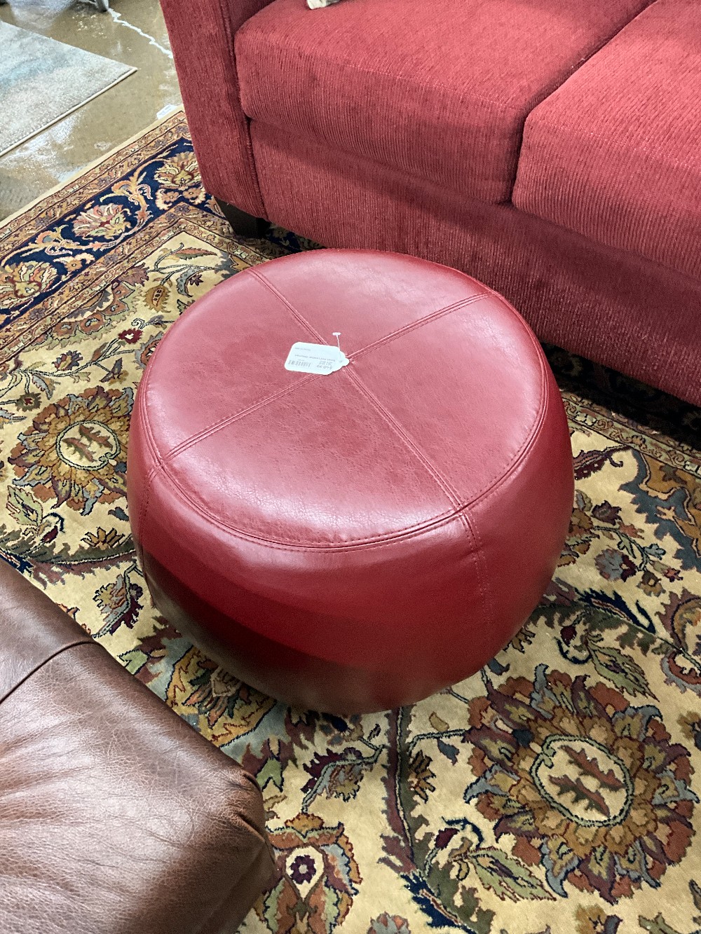Small Red Leather Ottoman