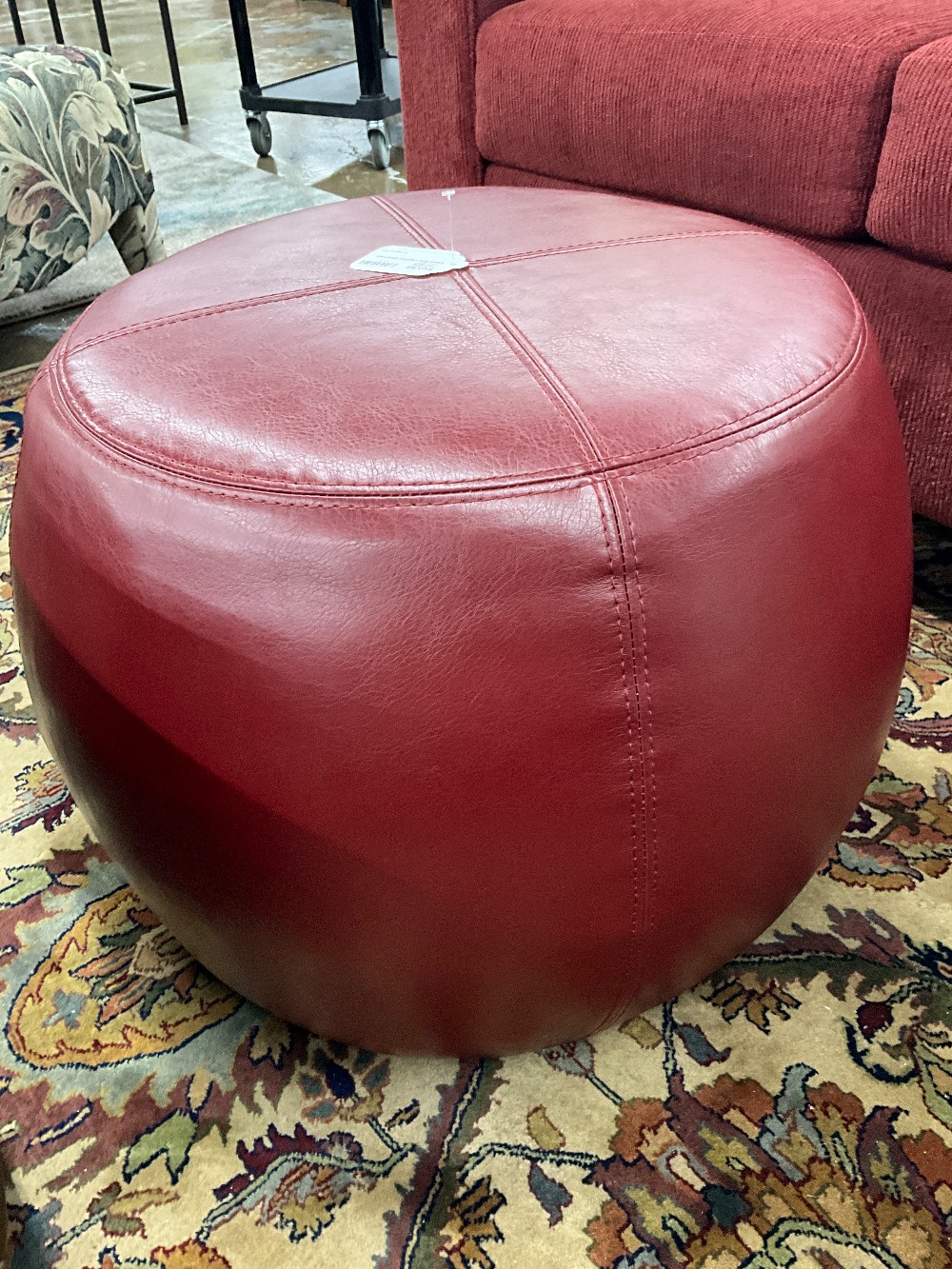 Small Red Leather Ottoman