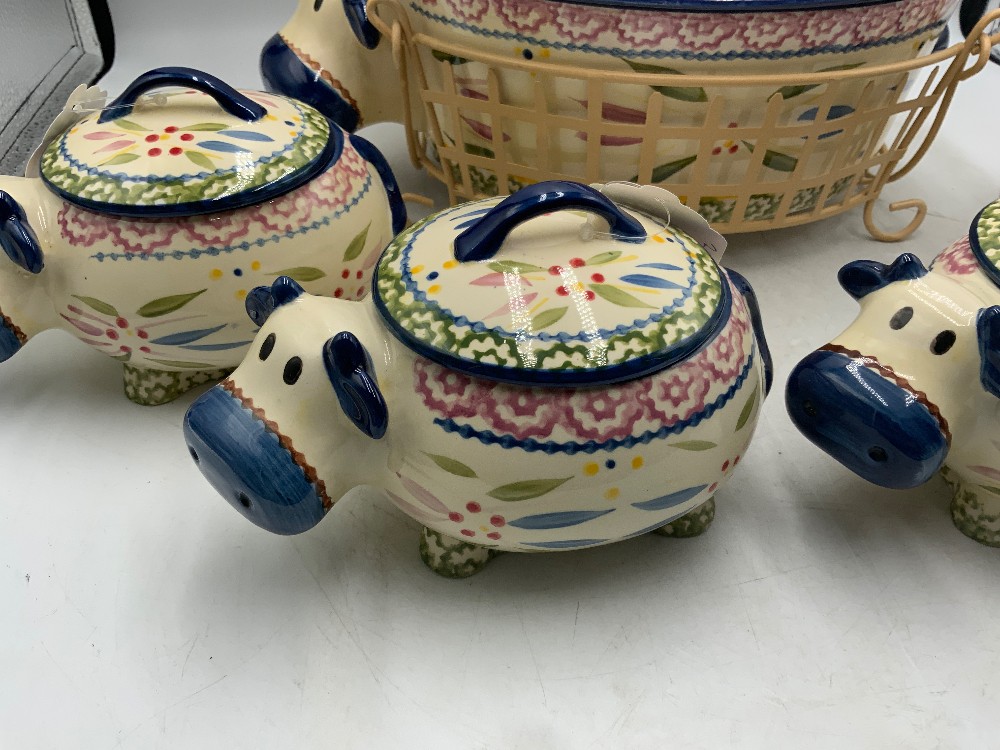 Temptations 11 pc Cow Baker & Sm Bowl with Lid Set