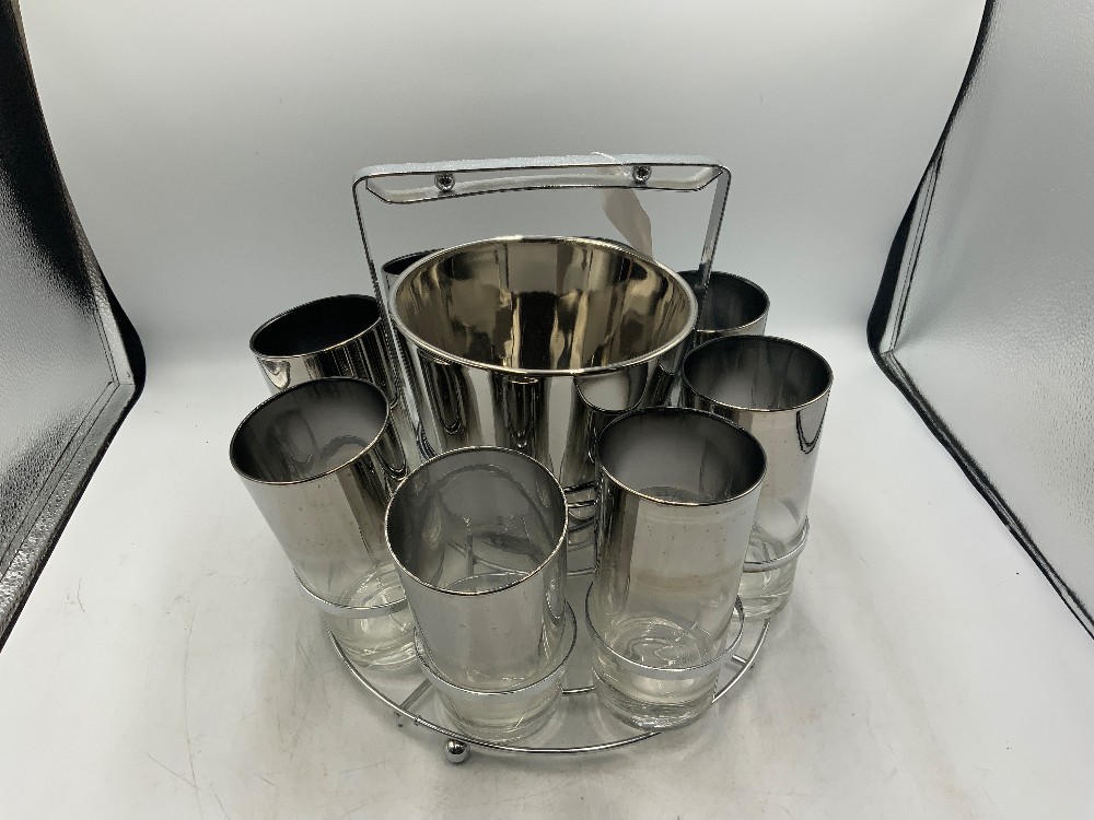 Vtg MCM Mercury Fade Chrome 10 pc Bar Set