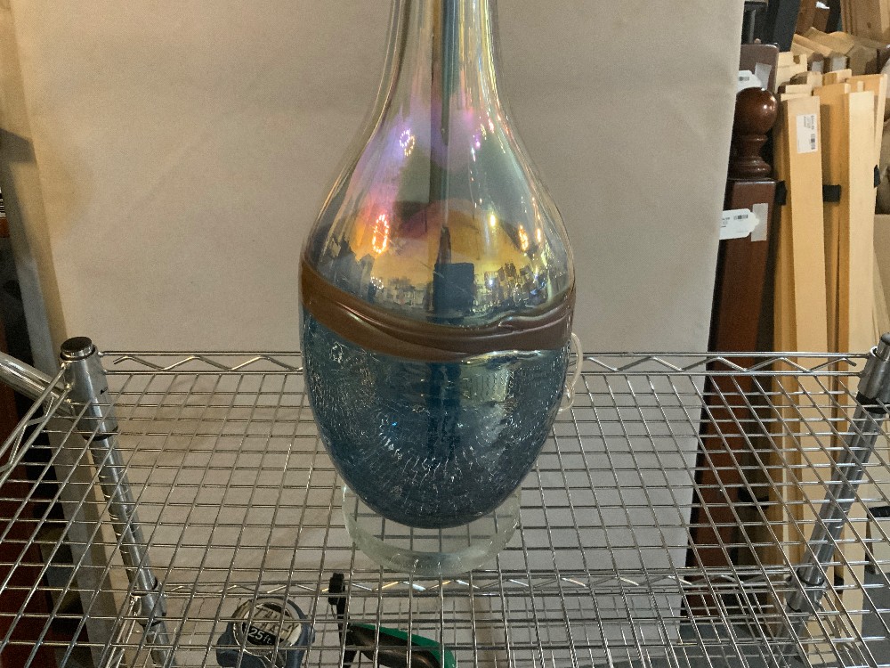 Blue Crackle Glass Lamp
