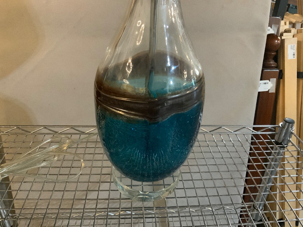 Blue Crackle Glass Lamp