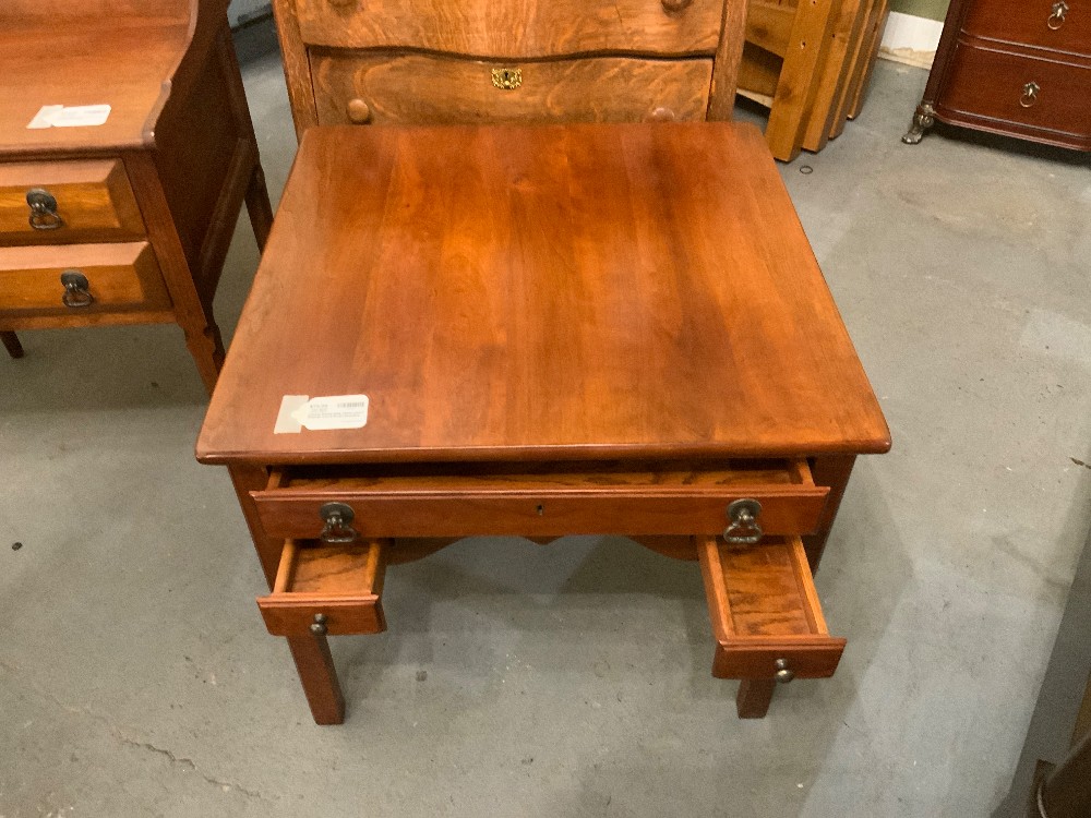 Cherry Wood Side Table with 1 Drawer and 2 Small Drawers