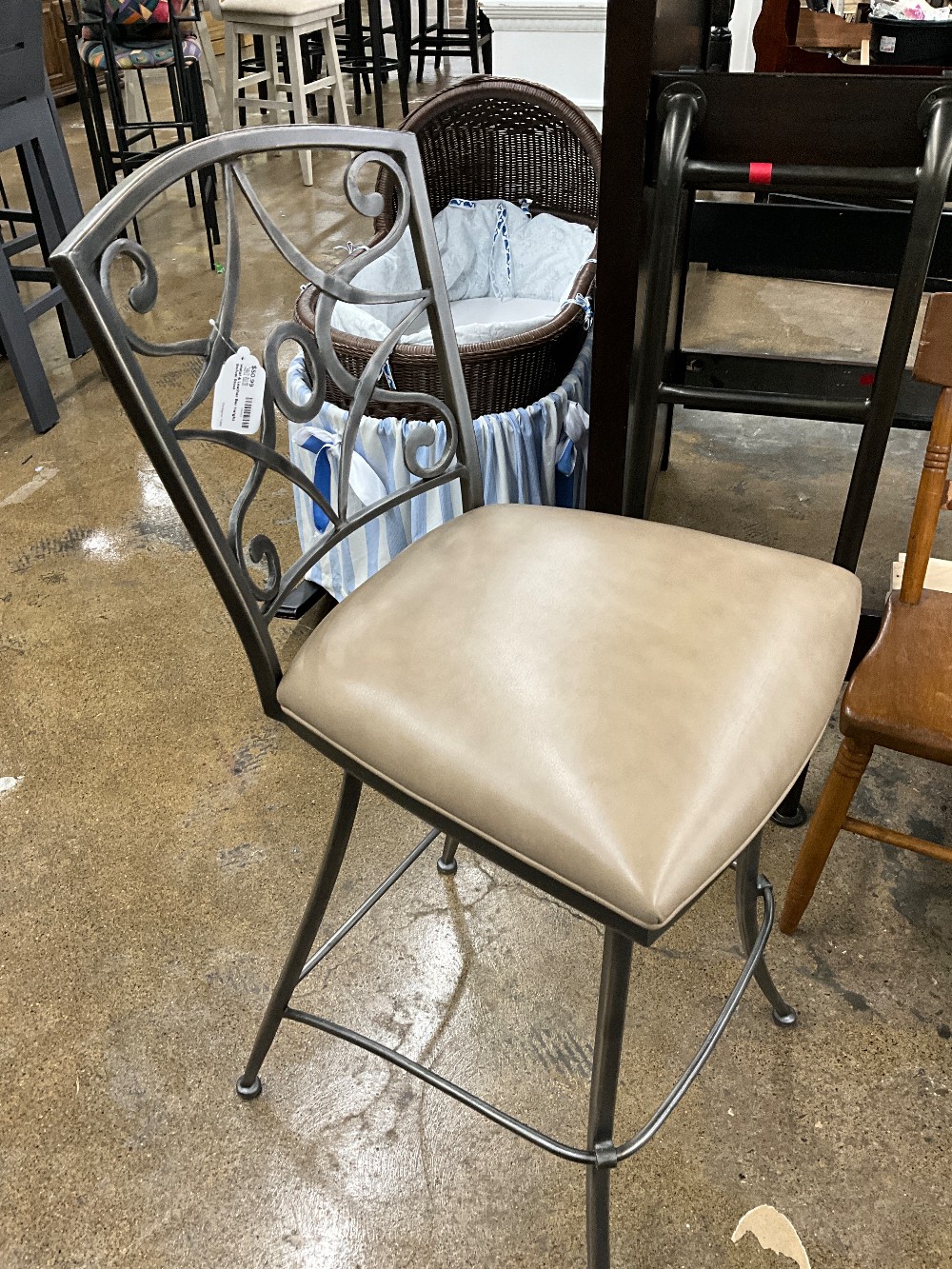 Metal & Leather Bar Height Swivel Stool