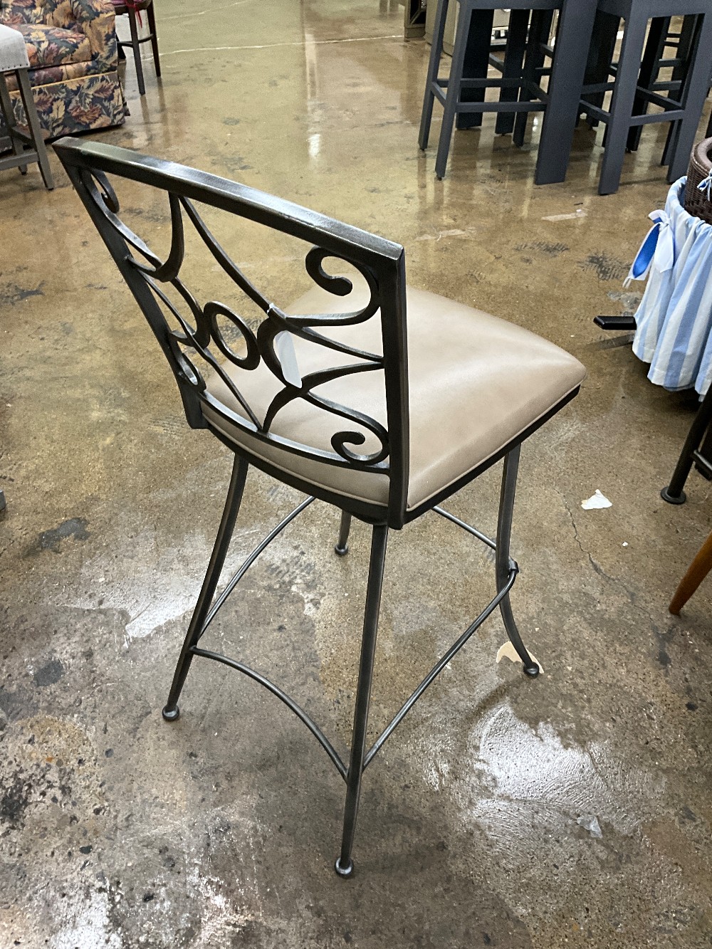 Metal & Leather Bar Height Swivel Stool
