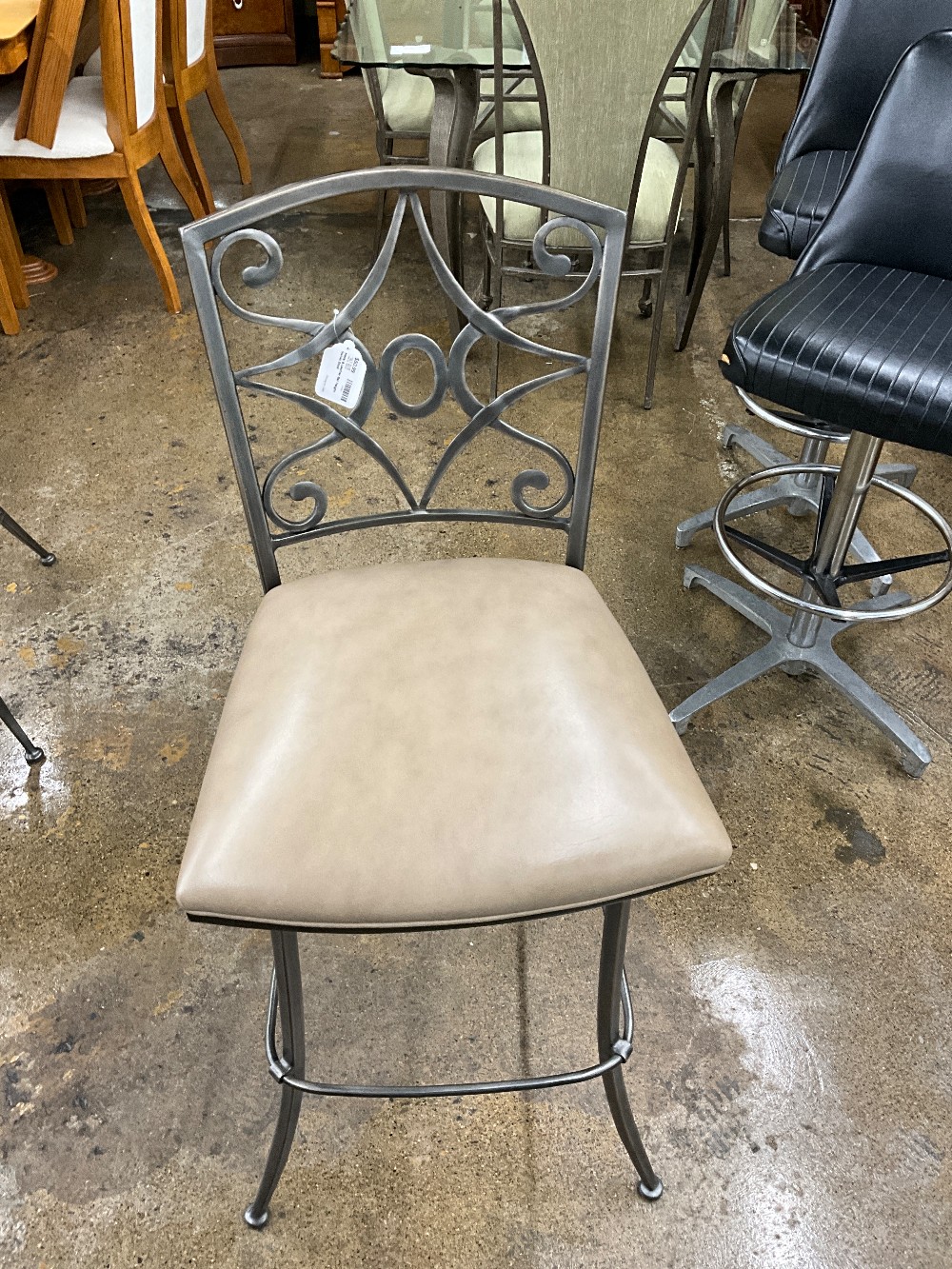 Metal & Leather Bar Height Swivel Stool