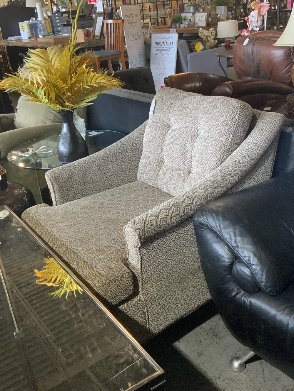 Brown & White Accent Chair