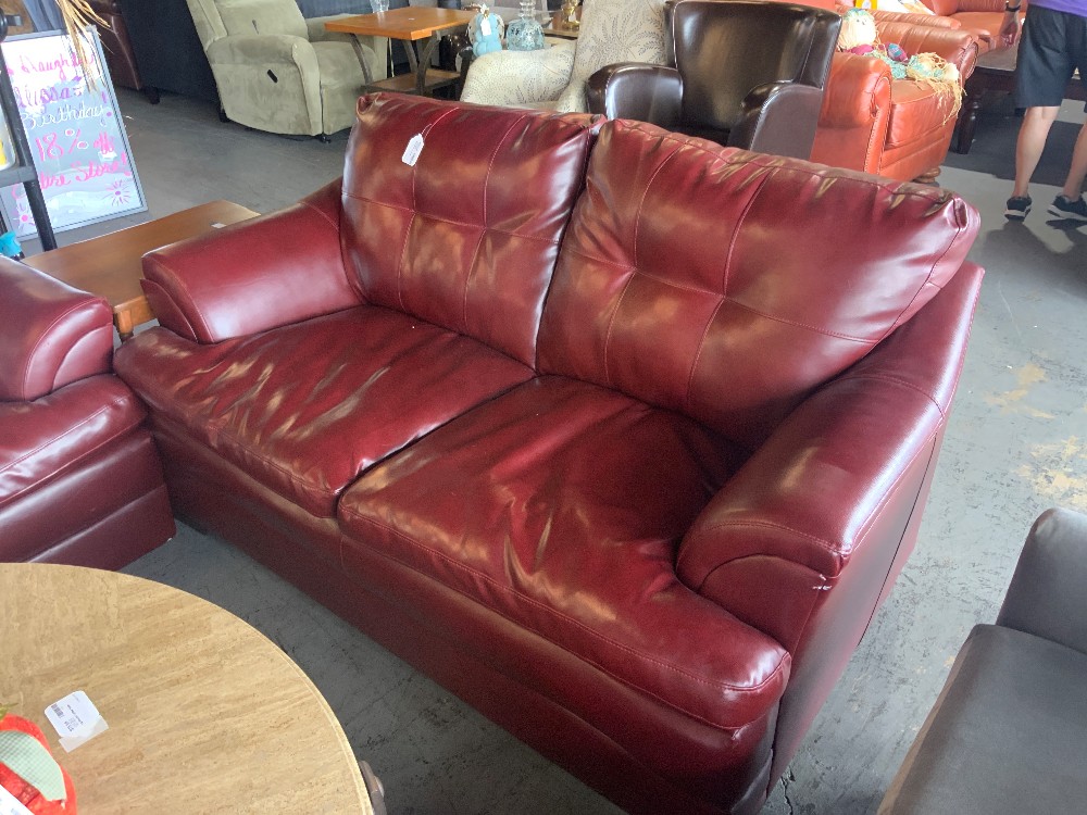 Red Leather Loveseat