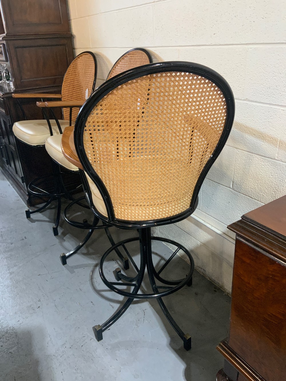 Wood/Black Metal Barstool