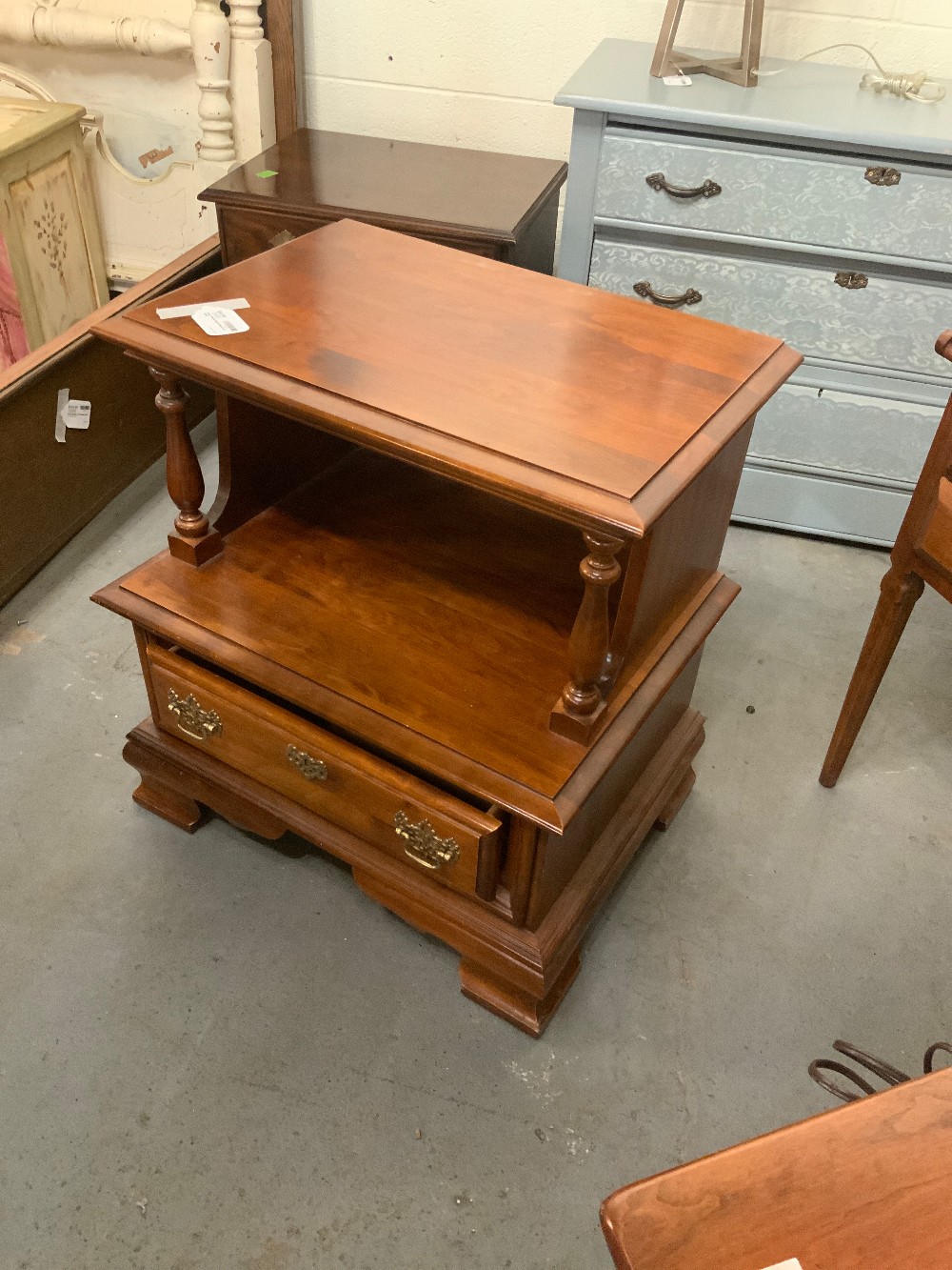Dark Wood Night Stand w/ Shelf