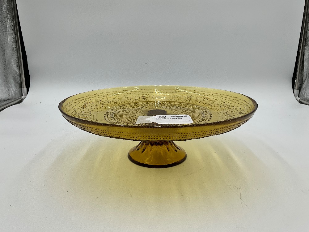 Amber Glass Cake Plate