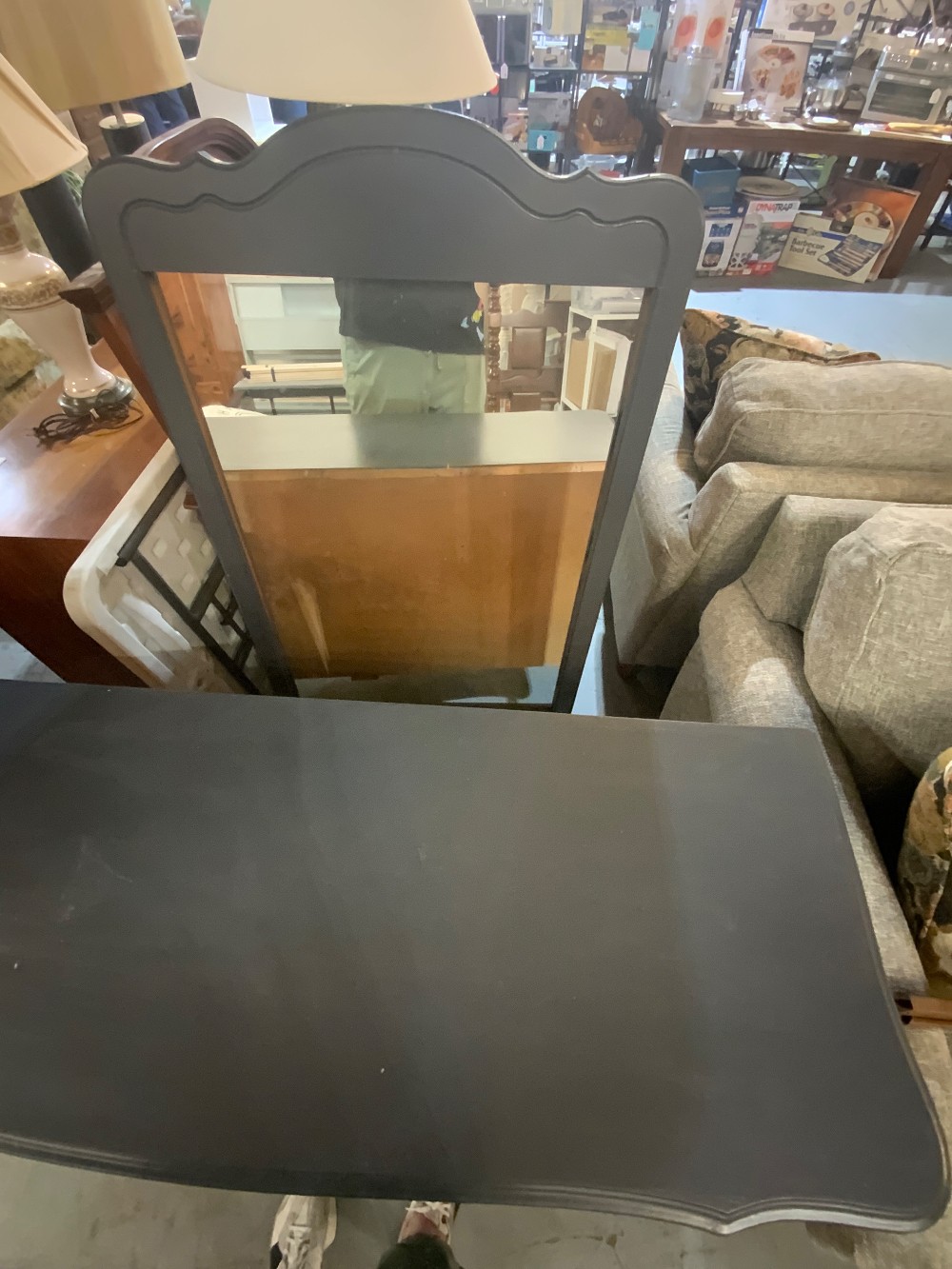 Dark Grey Dresser 9 Drawers w/ Mirror