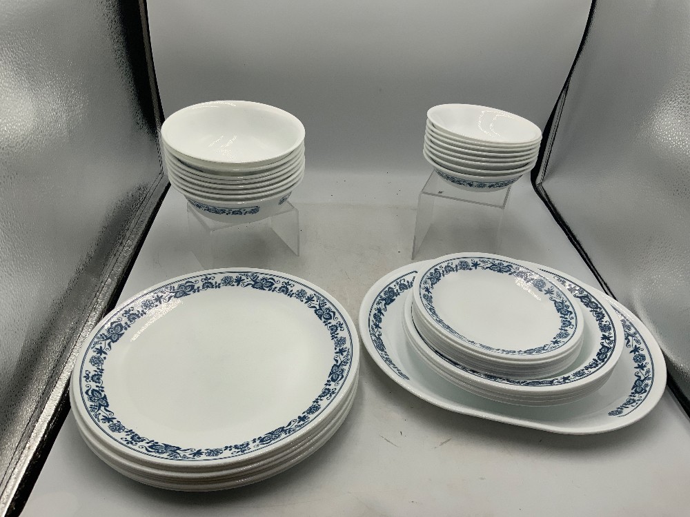 Corelle Old Town Blue Dish Place Setting for 8 (37 pc set)