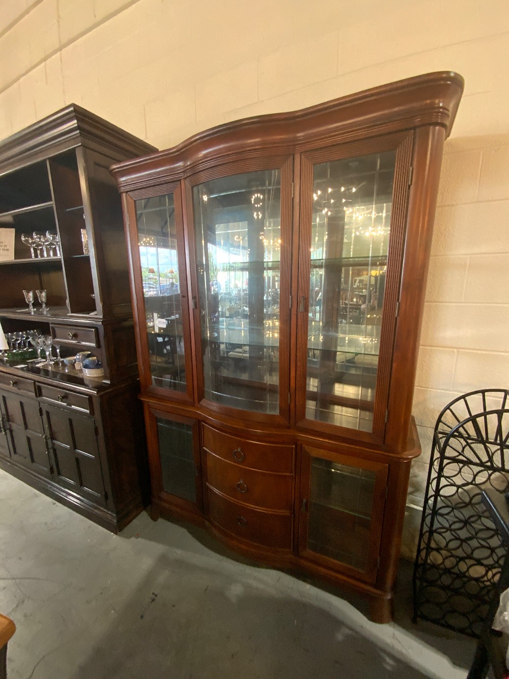 Lg Dark Wood China Cabinet