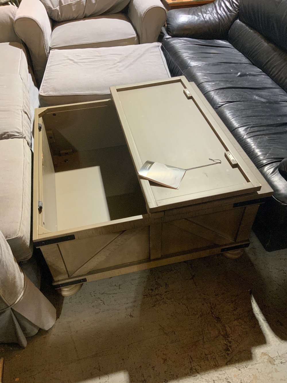Grey Wood Coffee Table W/Storage