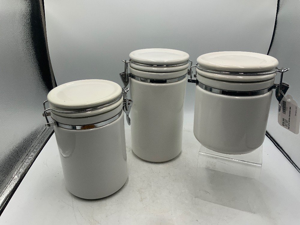 Set of 3 White Canister Set