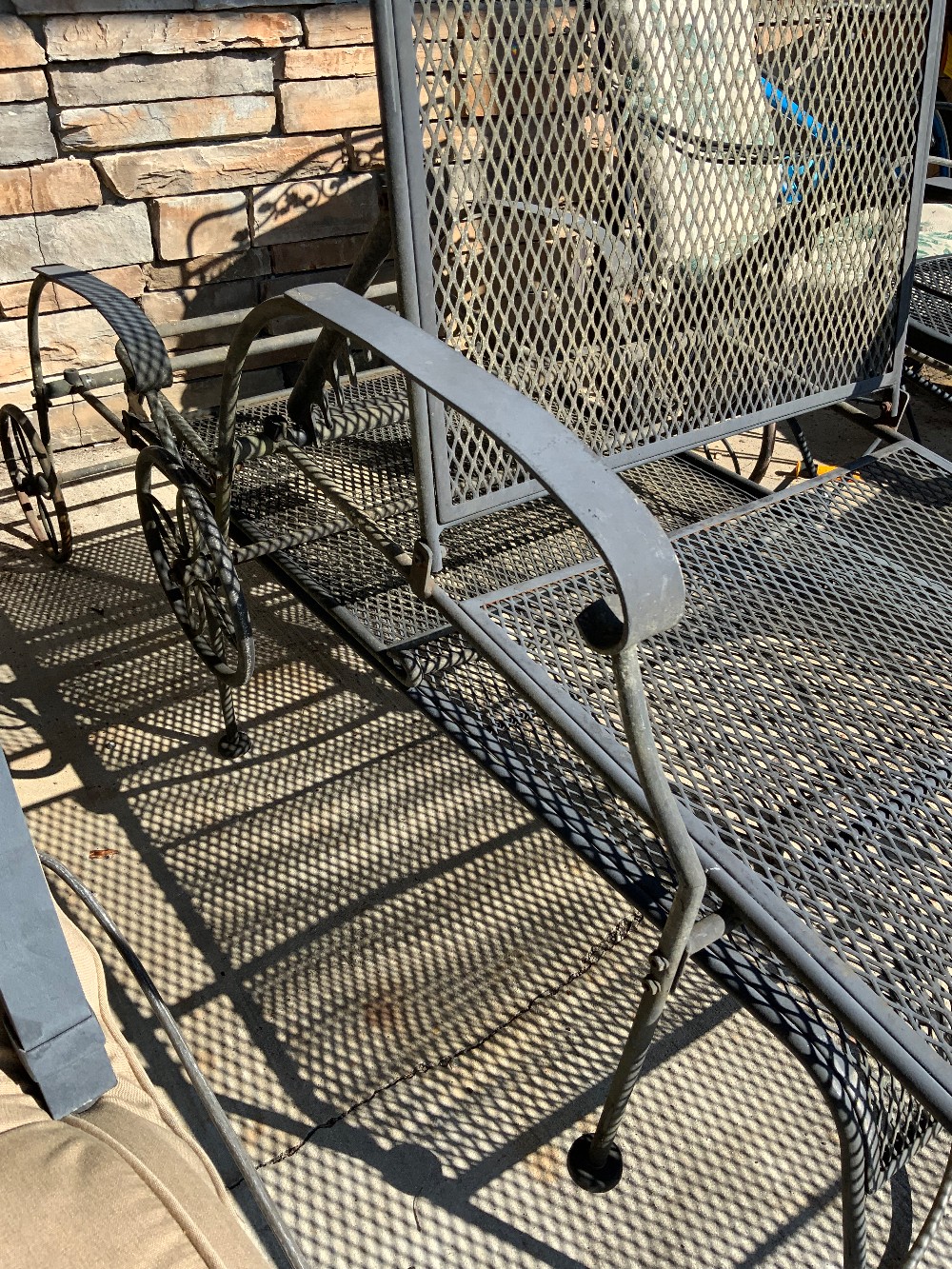Vintage Black Metal Chaise w/ Wheels