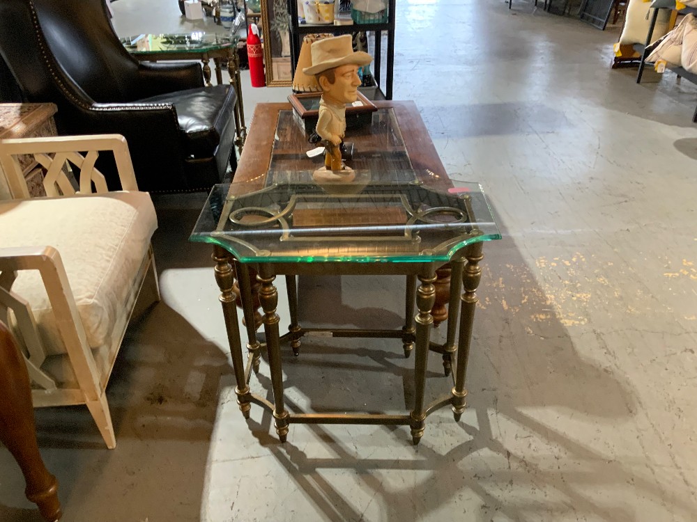 Brass Glass End Table