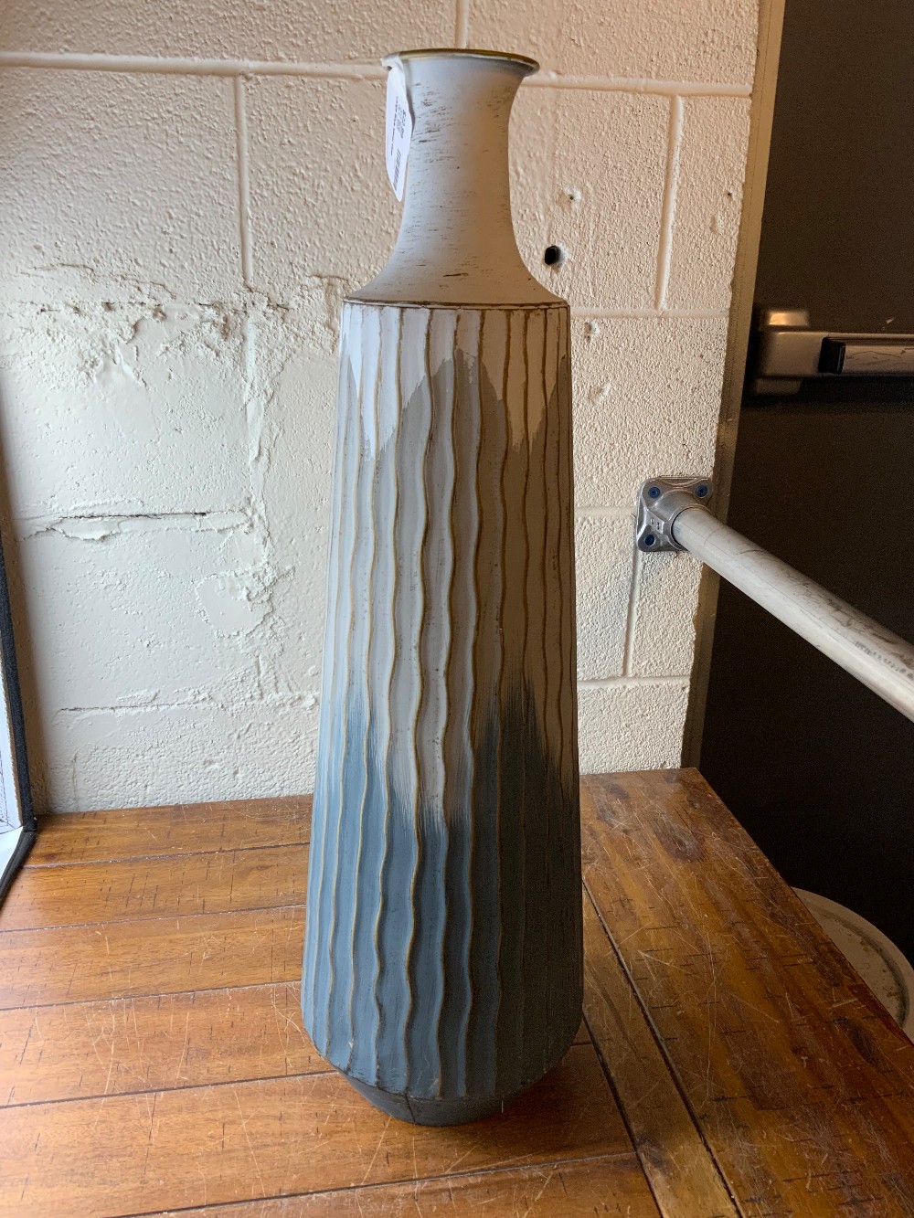 Large Blue Metal Vase