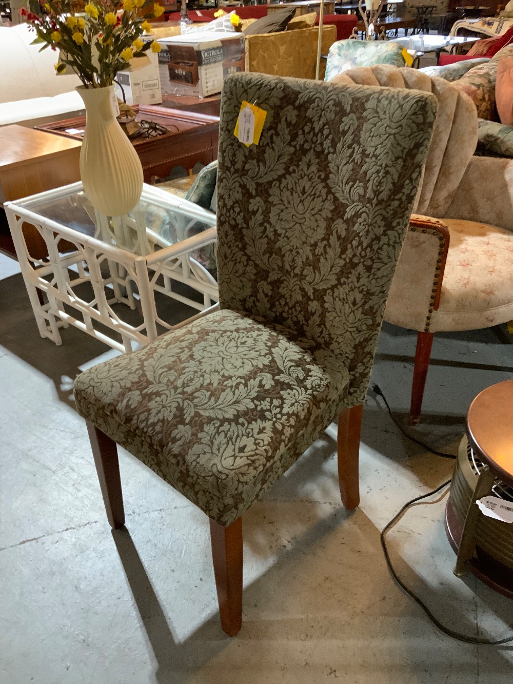 Green + Brown Painted Accent Chair