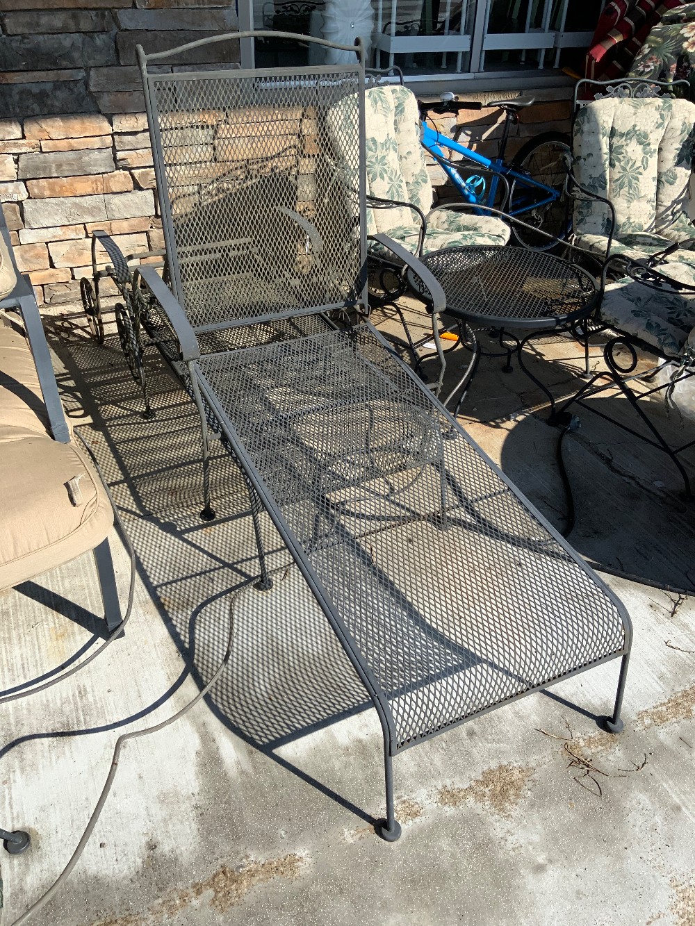 Vintage Black Metal Chaise w/ Wheels