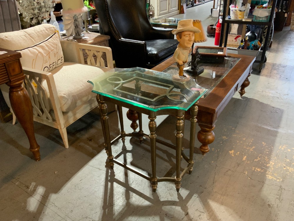Brass Glass End Table