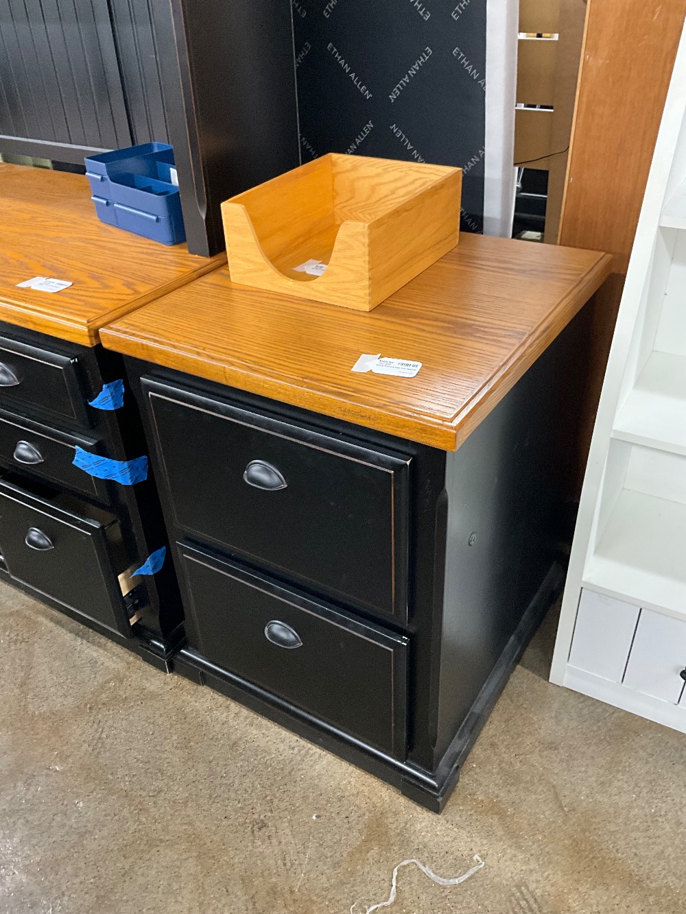 Black Wood & Oak File Cabinet