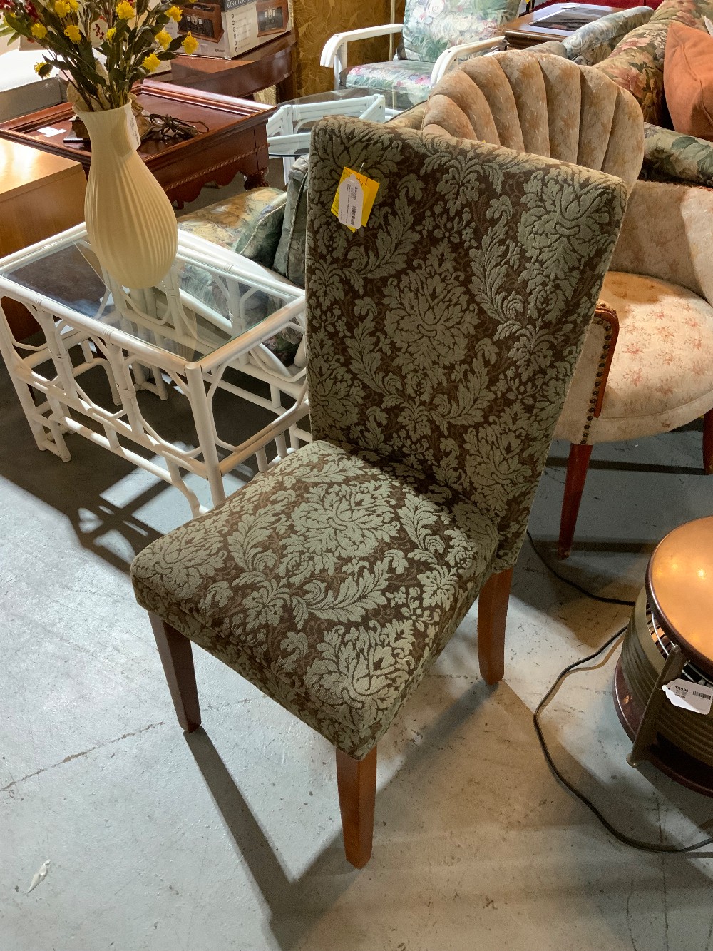 Green + Brown Painted Accent Chair