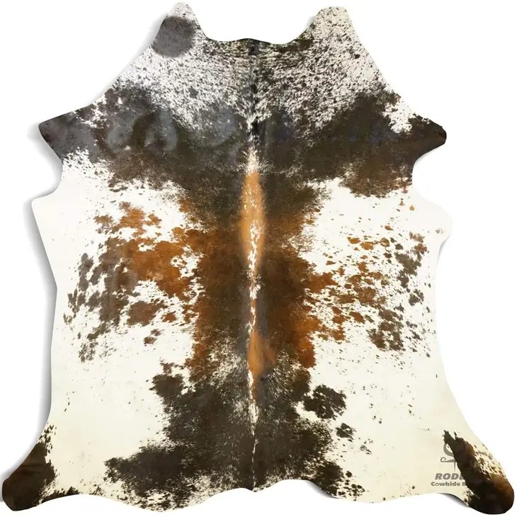 Brazilian Tricolor Salt and Pepper Cowhide Rug Large Size