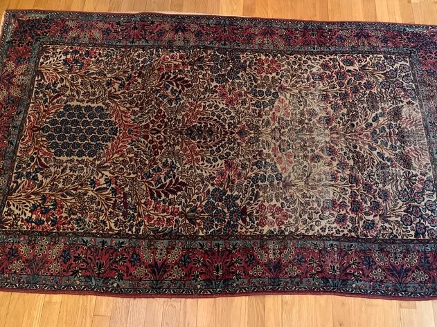 Antique Persian Kirman scatter rug