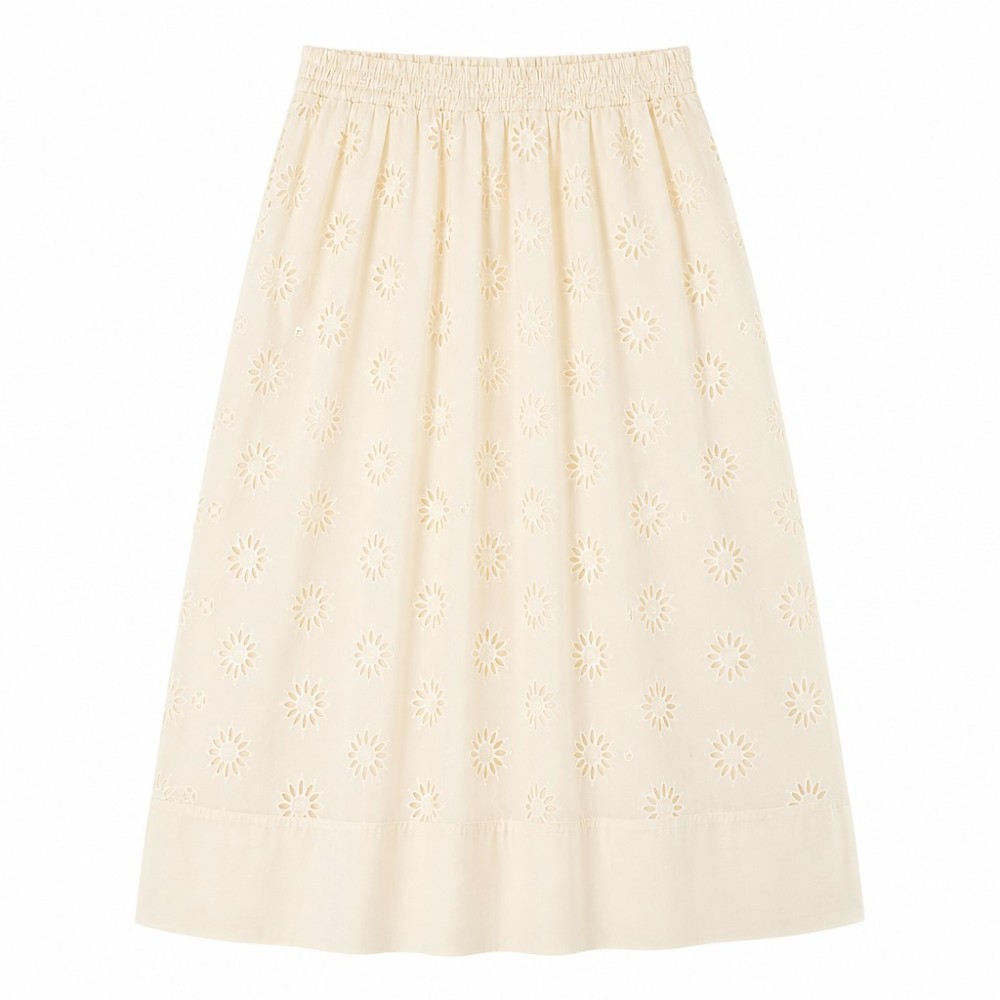 Zara White Eyelet Midi Skirt (Sz S)