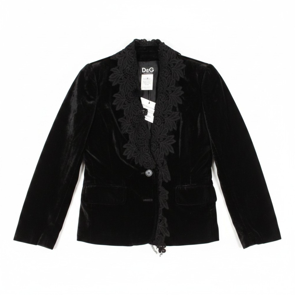 Vintage Dolce & Gabbana Velour Lace Blazer sz 42