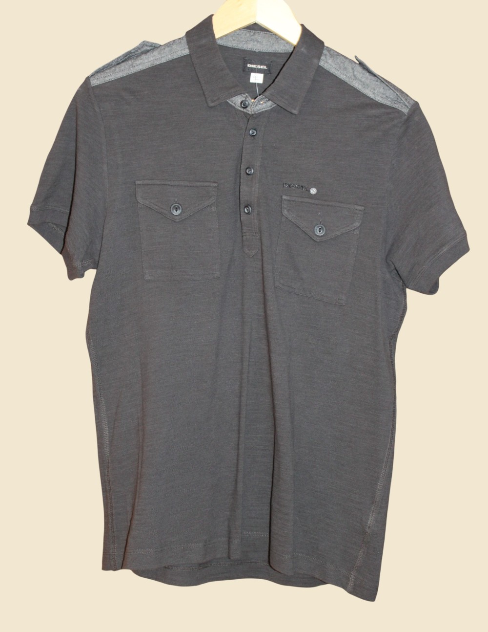 Diesel Men's Grey Short Sleeve Polo (Sz M)