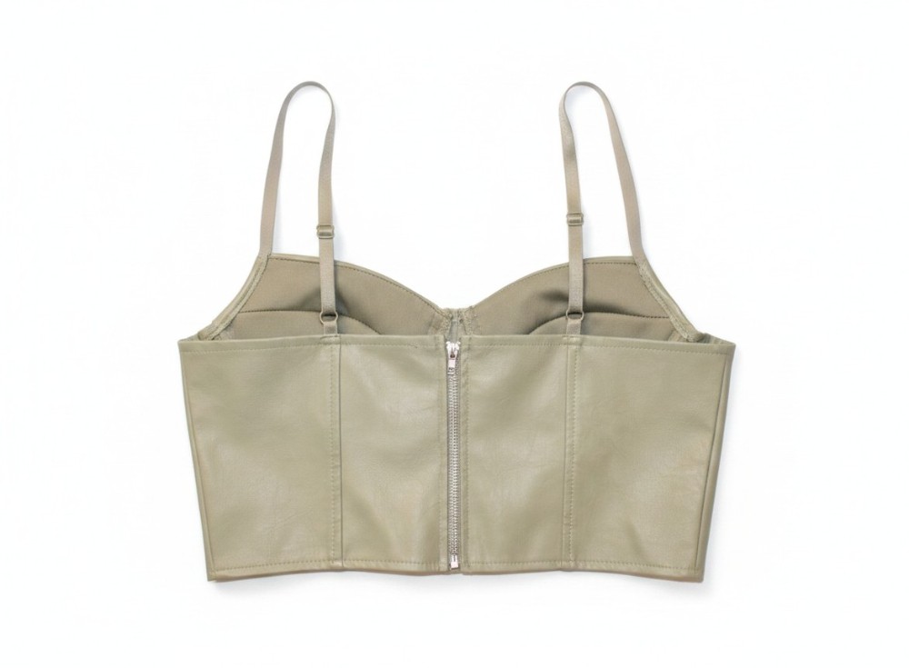 Haute Monde Olive Green Faux Leather Bustier (Sz M)