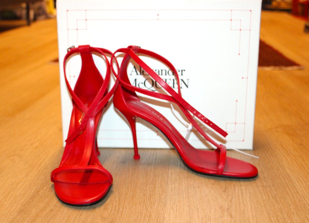 Alexander McQueen Red Stiletto Harness Sandal sz 40