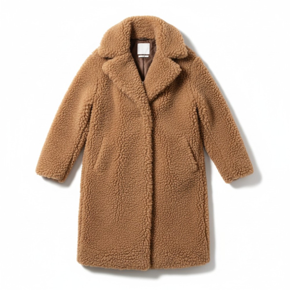 NWT MNG Tan Faux Fur Shearling Teddy Coat sz XXL