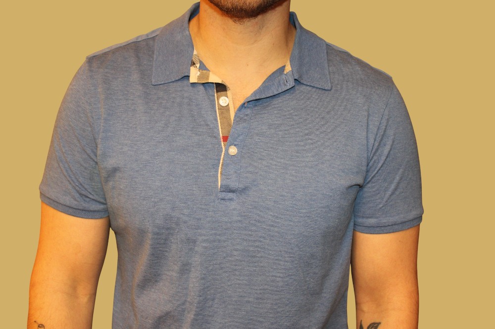 Burberry Brit Blue Check Pattern Polo (Sz M)