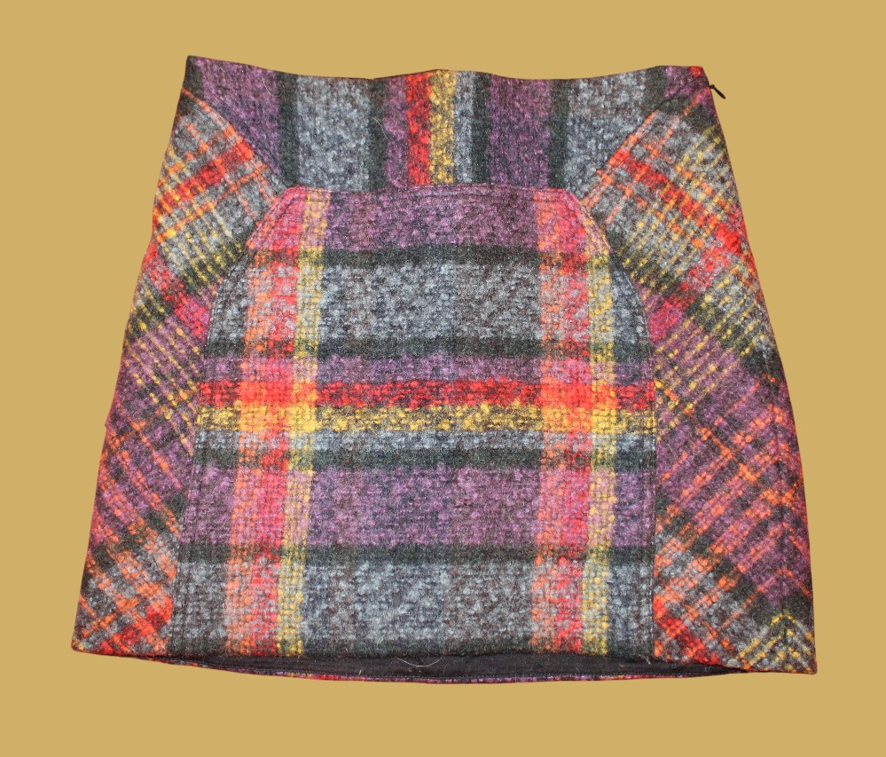 Diane von Furstenberg Multi Plaid Wool & Mohair Mini Skirt (Sz 6)