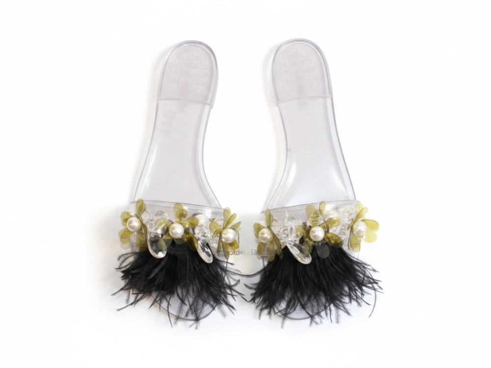Simone Rocha Jelly Floral Feather Slip Ons Detail (Sz 8.5)